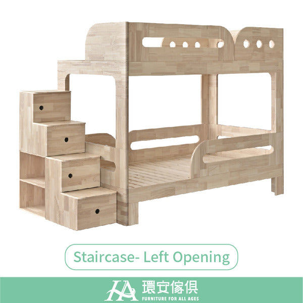 Sleeping Castle - Children's Bunk Bed with Staircase (left)