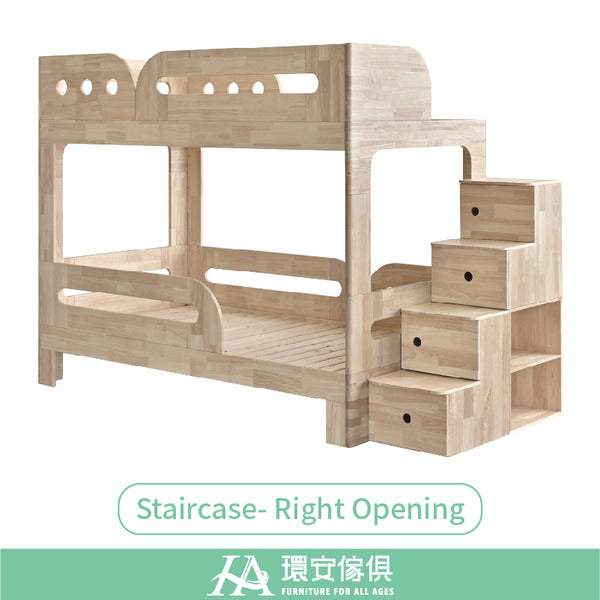 Sleeping Castle - Children's Bunk Bed with Staircase (Right)